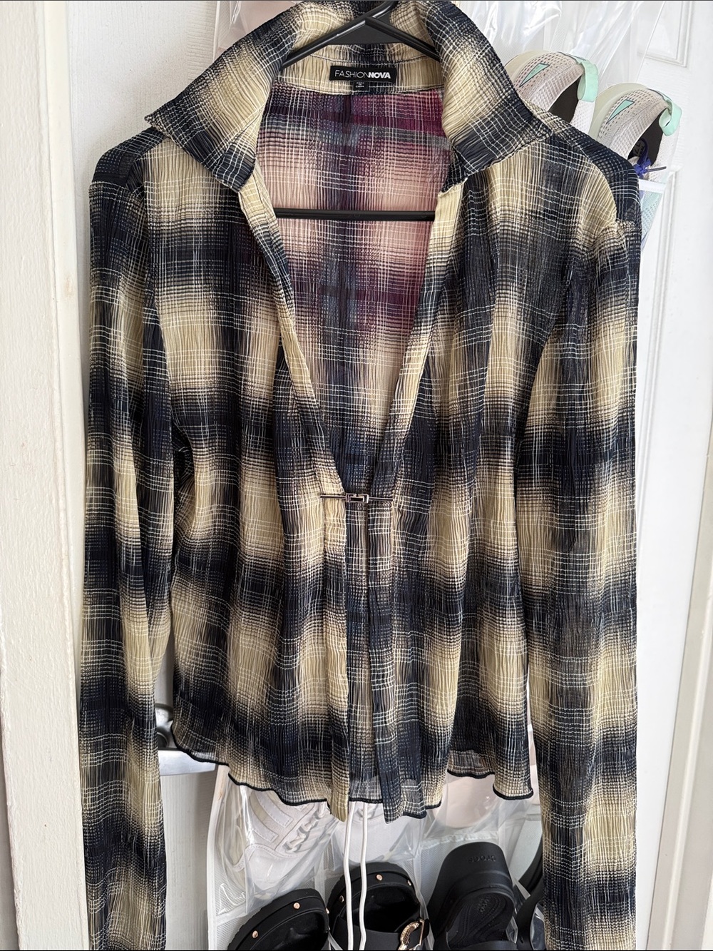 Fashion Nova Plaid Button-Down Top